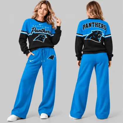Carolina Panthers | NFL Script Crewneck Sweatshirt Wide Leg Set