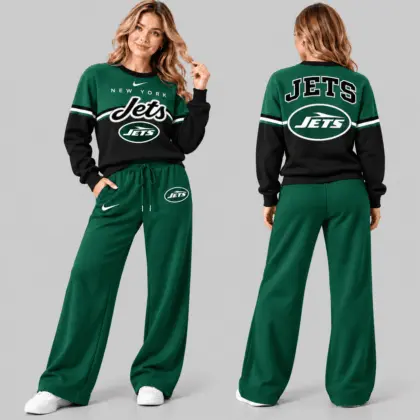 New York Jets | NFL Script Crewneck Sweatshirt Wide Leg Set