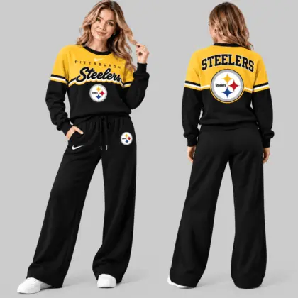 Pittsburgh Steelers | NFL Script Crewneck Sweatshirt Wide Leg Set