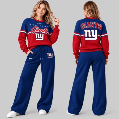 New York Giants | NFL Script Crewneck Sweatshirt Wide Leg Set