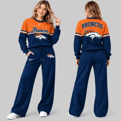 Denver Broncos | NFL Script Crewneck Sweatshirt Wide Leg Set