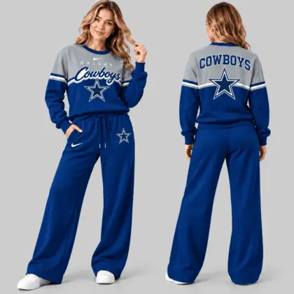 Dallas Cowboys | NFL Script Crewneck Sweatshirt Wide Leg Set