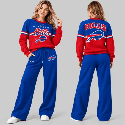 Buffalo Bills | NFL Script Crewneck Sweatshirt Wide Leg Set