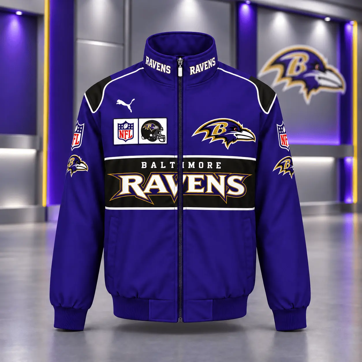 Baltimore Ravens | Premium NFL Game Day Team Spirit Full-Zip Casual Jacket TD