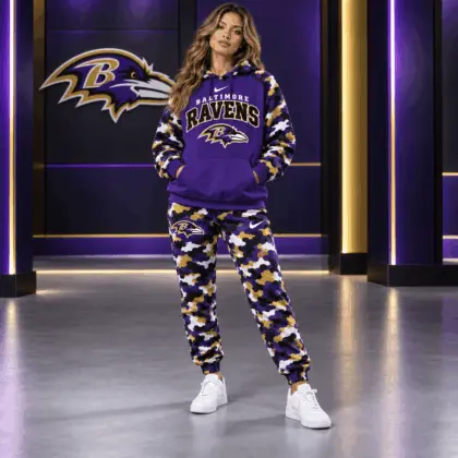 Baltimore Ravens | Premium NFL Game Day Team Spirit Camo Tracksuit Set TD