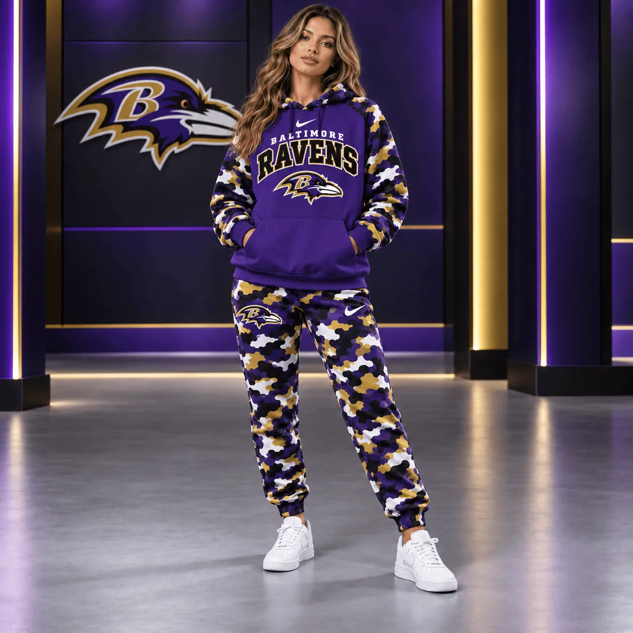 Baltimore Ravens | Premium NFL Game Day Team Spirit Camo Tracksuit Set TD