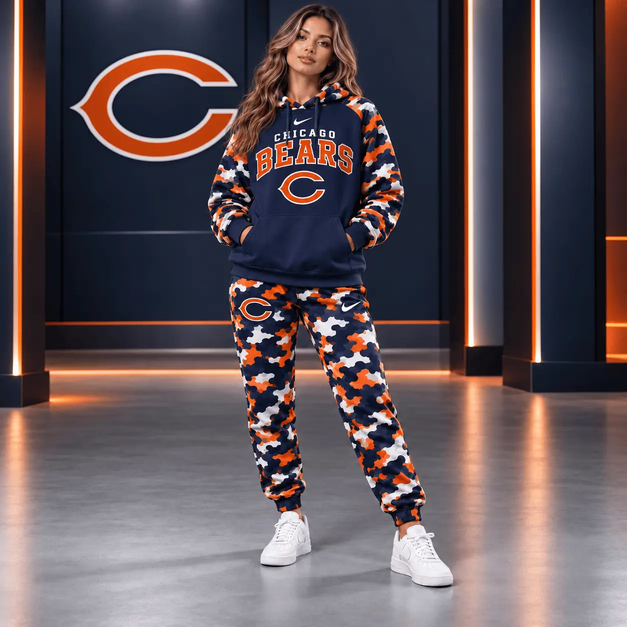 Chicago Bears | Premium NFL Game Day Team Spirit Camo Tracksuit Set TD