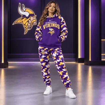 Minnesota Vikings | Premium NFL Game Day Team Spirit Camo Tracksuit Set TD