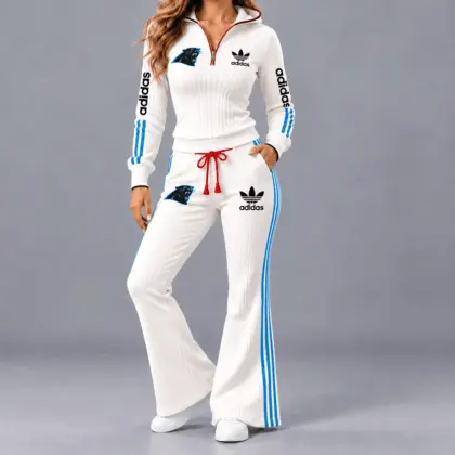 Carolina Panthers | Premium NFL Game Day Team Spirit Quarter-Zip Hoodie & Flared Pants Set TD