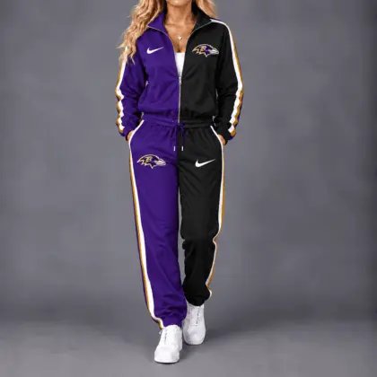 Baltimore Ravens | Premium NFL Team Pride Waterproof Windbreaker Zip-Up Tracksuit Set NY