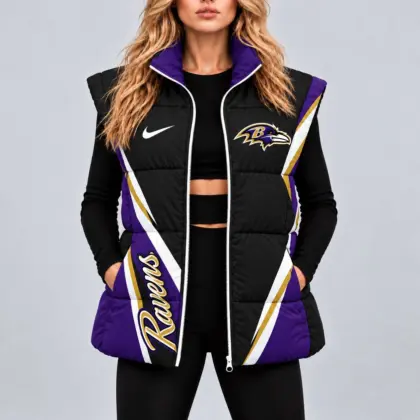 Baltimore Ravens | Premium NFL Team Pride Oversize Women Puffer Vest NY