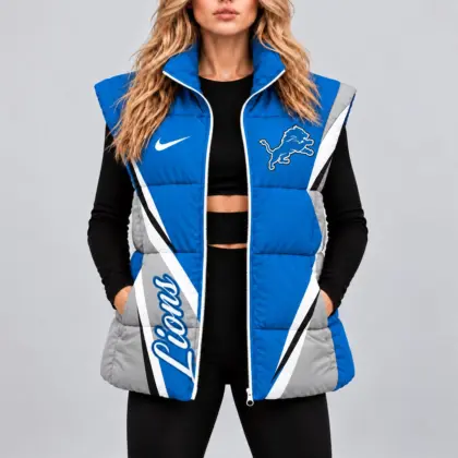 Detroit Lions | Premium NFL Team Pride Oversize Women Puffer Vest NY