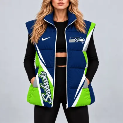 Seattle Seahawks | Premium NFL Team Pride Oversize Women Puffer Vest NY
