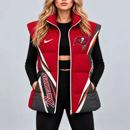 Tampa Bay Buccaneers | Premium NFL Team Pride Oversize Women Puffer Vest NY