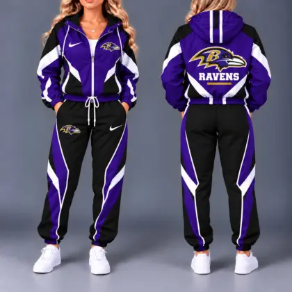 Baltimore Ravens | Premium NFL Team Pride Waterproof Polyester Jacket And Jogger Pants Tracksuit Set NY