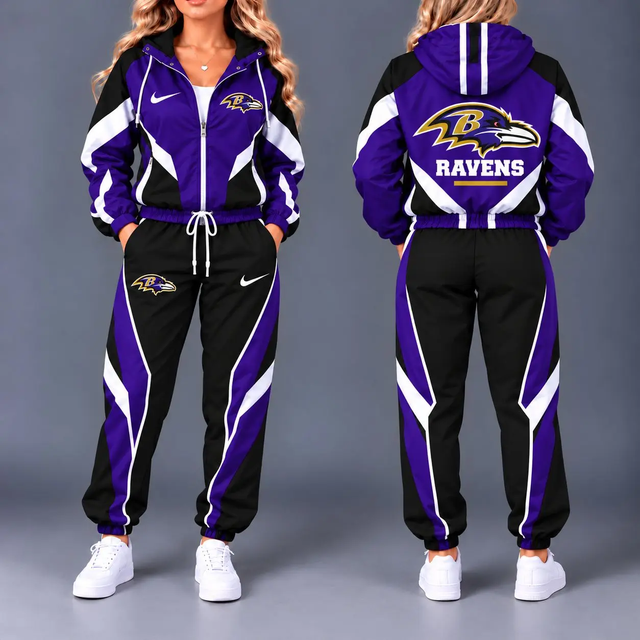 Baltimore Ravens | Premium NFL Team Pride Waterproof Polyester Jacket And Jogger Pants Tracksuit Set NY