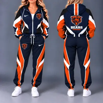 Chicago Bears | Premium NFL Team Pride Waterproof Polyester Jacket And Jogger Pants Tracksuit Set NY