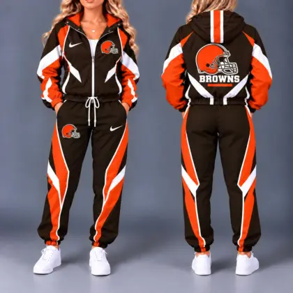 Cleveland Browns | Premium NFL Team Pride Waterproof Polyester Jacket And Jogger Pants Tracksuit Set NY