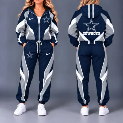 Dallas Cowboys | Premium NFL Team Pride Waterproof Polyester Jacket And Jogger Pants Tracksuit Set NY
