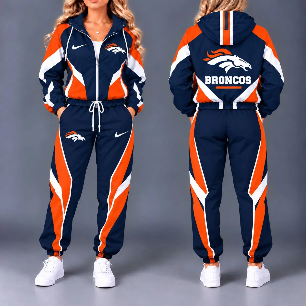 Denver Broncos | Premium NFL Team Pride Waterproof Polyester Jacket And Jogger Pants Tracksuit Set NY