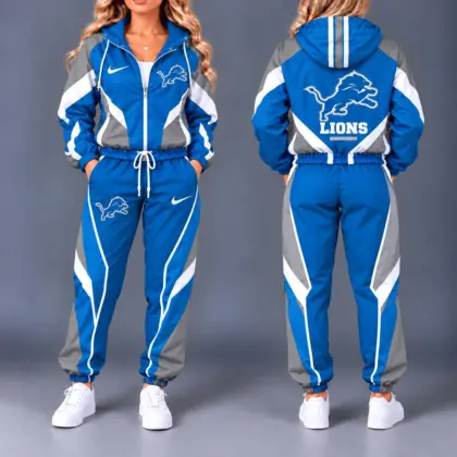 Detroit Lions | Premium NFL Team Pride Waterproof Polyester Jacket And Jogger Pants Tracksuit Set NY