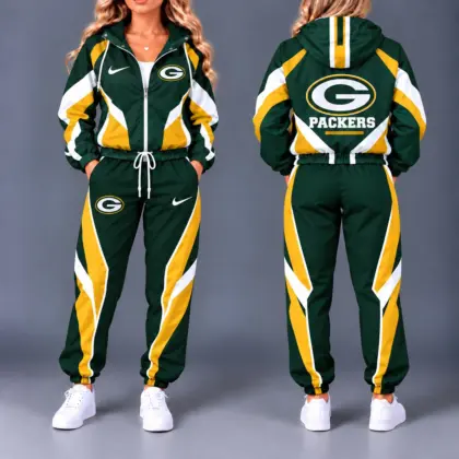 Green Bay Packers | Premium NFL Team Pride Waterproof Polyester Jacket And Jogger Pants Tracksuit Set NY