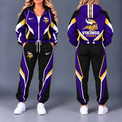 Minnesota Vikings | Premium NFL Team Pride Waterproof Polyester Jacket And Jogger Pants Tracksuit Set NY