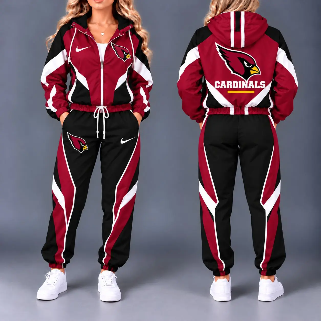 Arizona Cardinals | Premium NFL Team Pride Waterproof Polyester Jacket And Jogger Pants Tracksuit Set NY