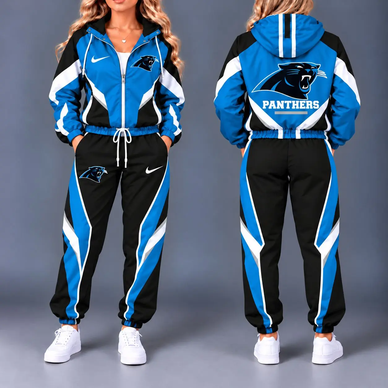 Carolina Panthers | Premium NFL Team Pride Waterproof Polyester Jacket And Jogger Pants Tracksuit Set NY