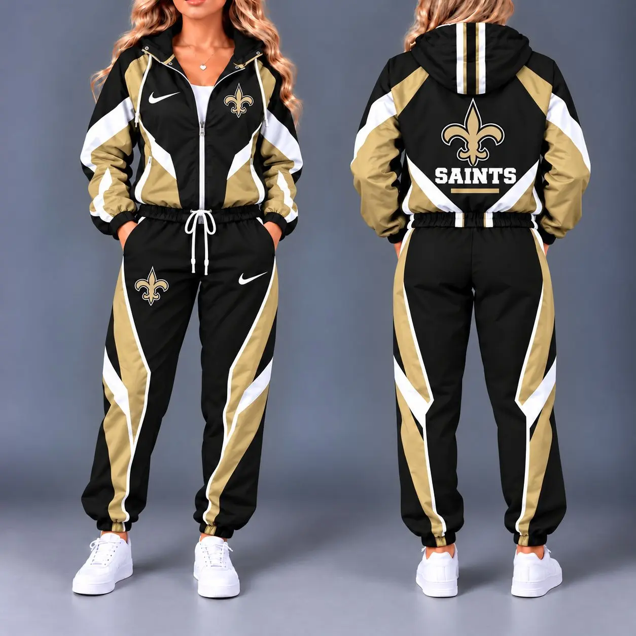 New Orleans Saints | Premium NFL Team Pride Waterproof Polyester Jacket And Jogger Pants Tracksuit Set NY
