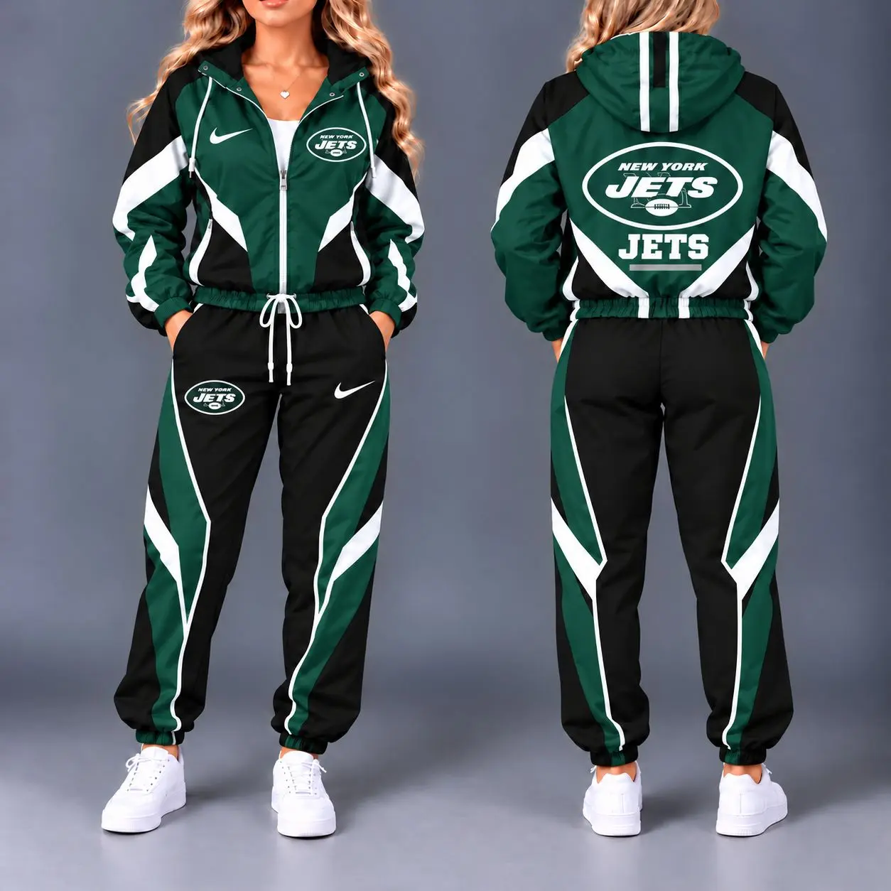 New York Jets | Premium NFL Team Pride Waterproof Polyester Jacket And Jogger Pants Tracksuit Set NY