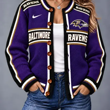 Baltimore Ravens | Premium NFL Vintage Varsity Cardigan NY