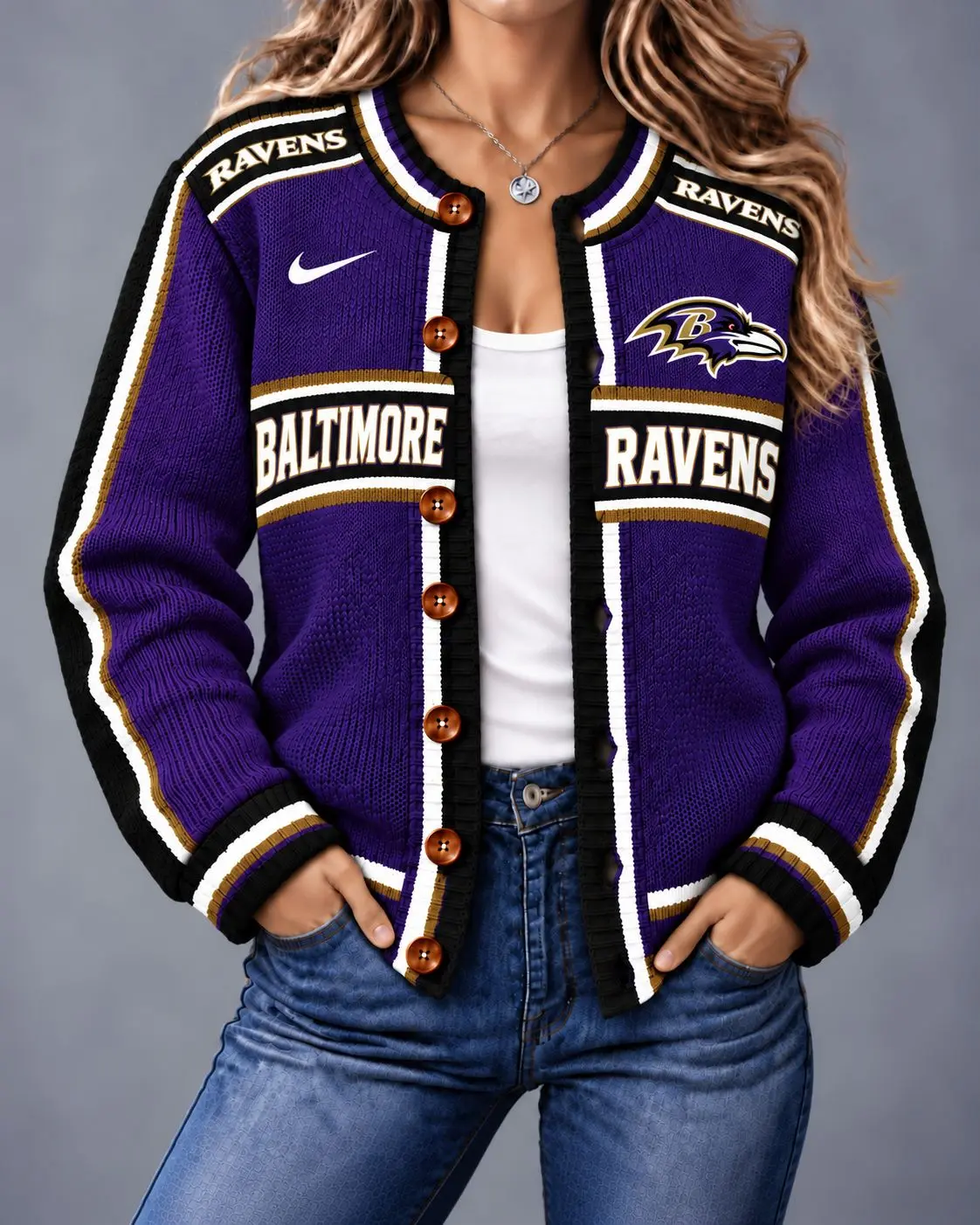 Baltimore Ravens | Premium NFL Vintage Varsity Cardigan NY