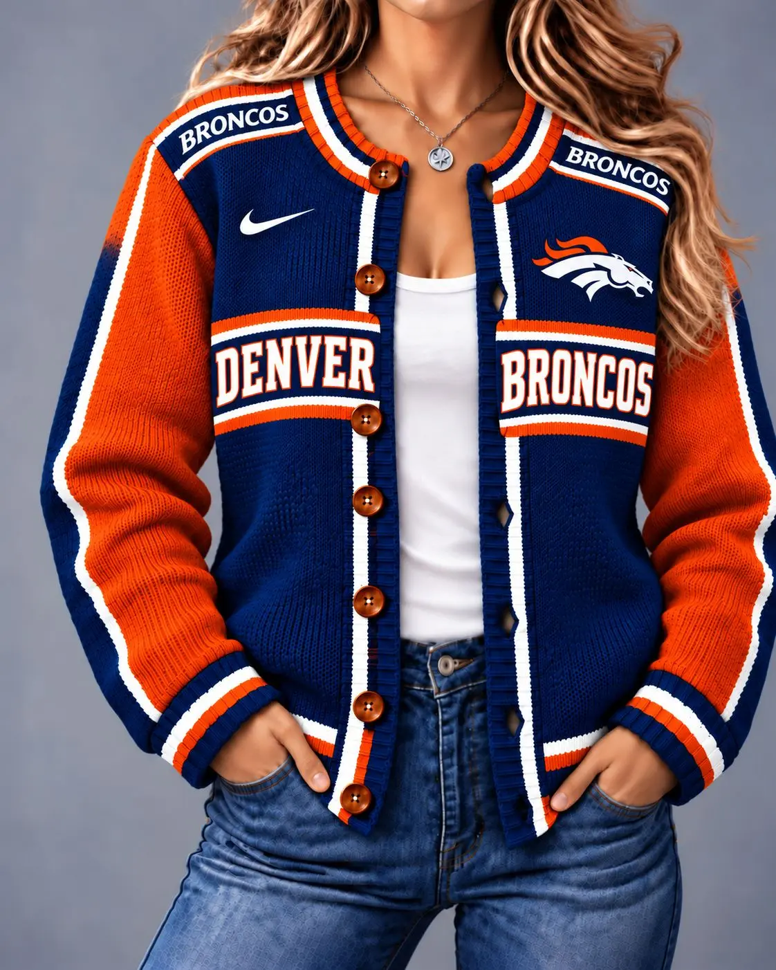 Denver Broncos | Premium NFL Vintage Varsity Cardigan NY