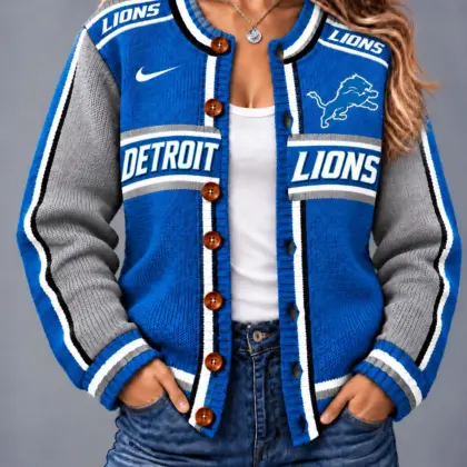 Detroit Lions | Premium NFL Vintage Varsity Cardigan NY