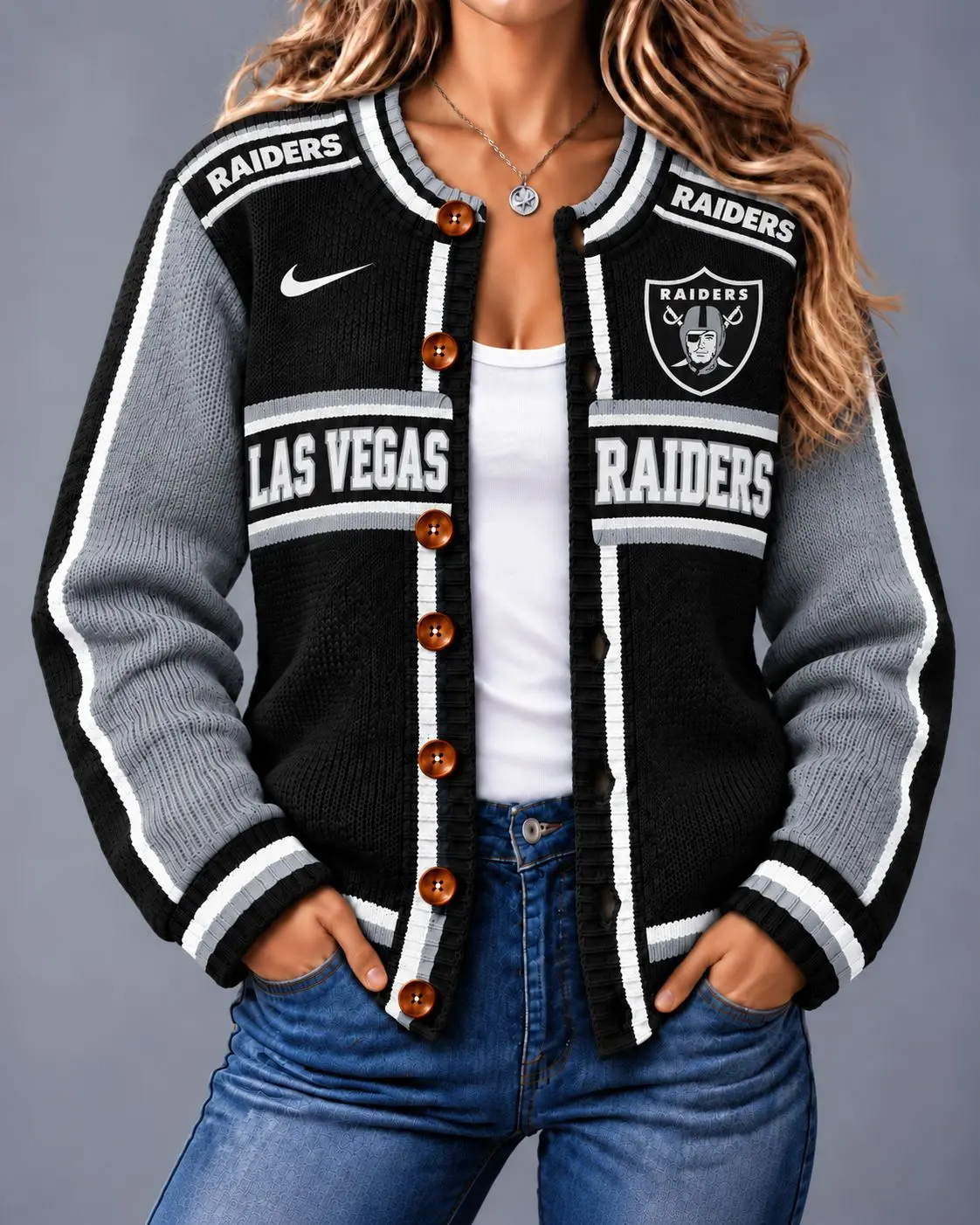 Las Vegas Raiders | Premium NFL Vintage Varsity Cardigan NY