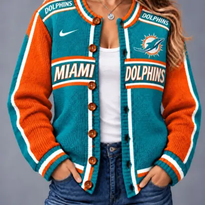 Miami Dolphins | Premium NFL Vintage Varsity Cardigan NY