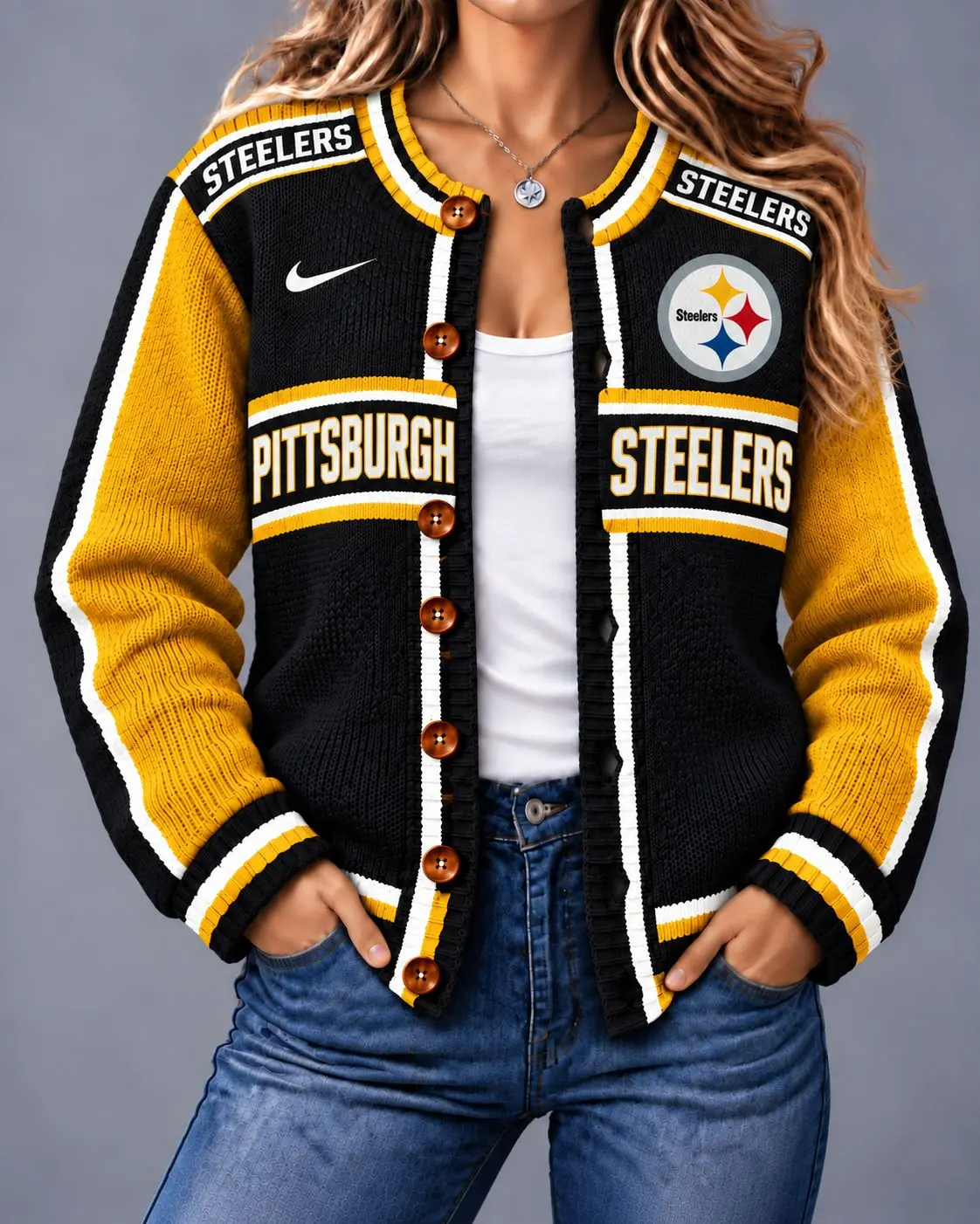 Pittsburgh Steelers | Premium NFL Vintage Varsity Cardigan NY