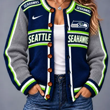 Seattle Seahawks | Premium NFL Vintage Varsity Cardigan NY