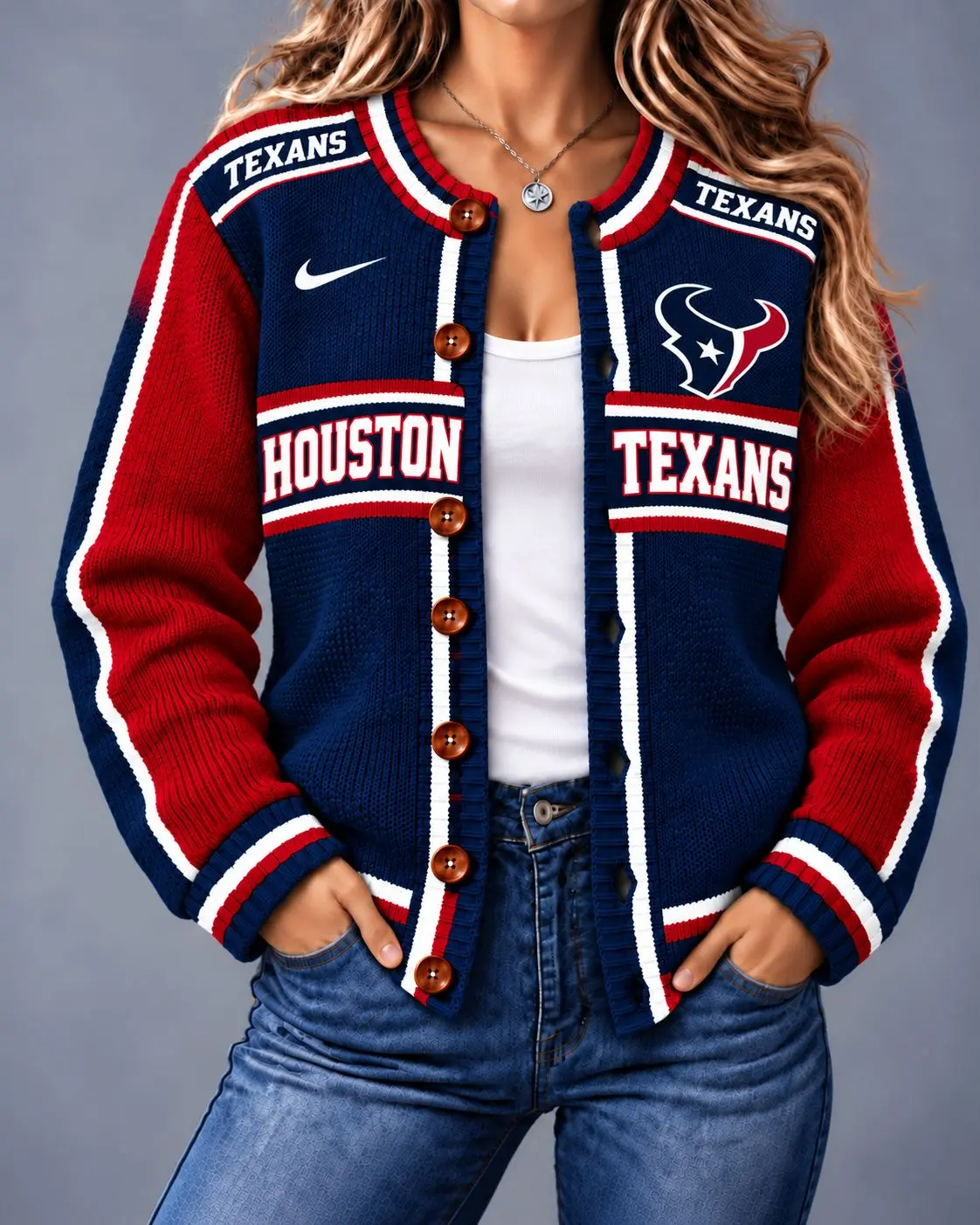 Houston Texans | Premium NFL Vintage Varsity Cardigan NY