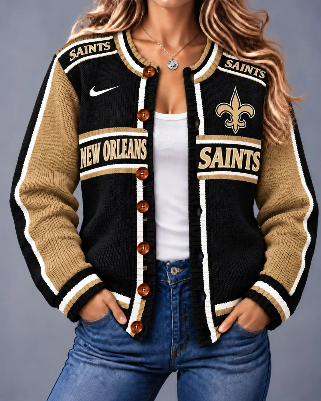 New Orleans Saints | Premium NFL Vintage Varsity Cardigan NY