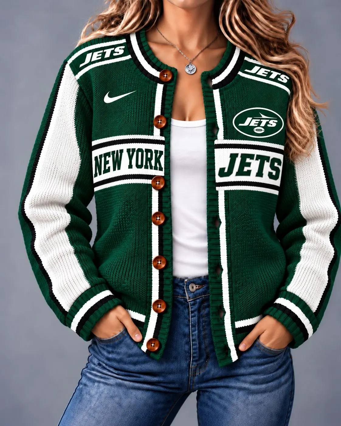 New York Jets | Premium NFL Vintage Varsity Cardigan NY