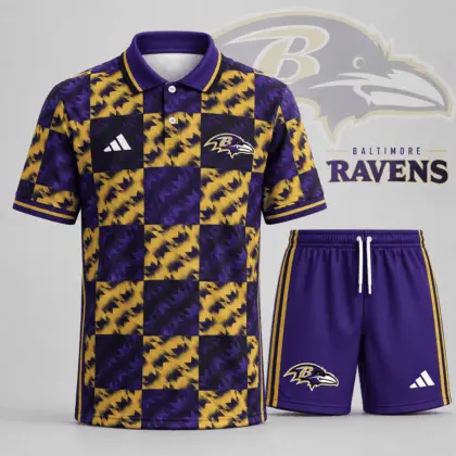 Baltimore Ravens | Premium NFL Elite Game Day Polo Shirt & Shorts Set NDN