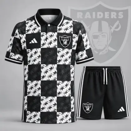 Las Vegas Raiders | Premium NFL Elite Game Day Polo Shirt & Shorts Set NDN