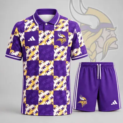 Minnesota Vikings | Premium NFL Elite Game Day Polo Shirt & Shorts Set NDN