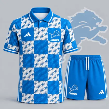 Detroit Lions | Premium NFL Elite Game Day Polo Shirt & Shorts Set NDN