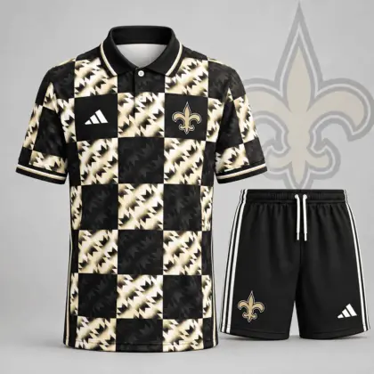 New Orleans Saints | Premium NFL Elite Game Day Polo Shirt & Shorts Set NDN