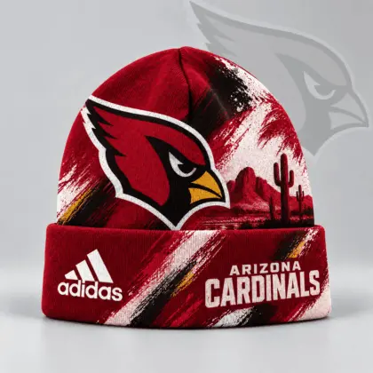 Arizona Cardinals | Premium NFL Urban Skyline Distressed Brushstroke Knit Cuffed Beanie Hat NDN