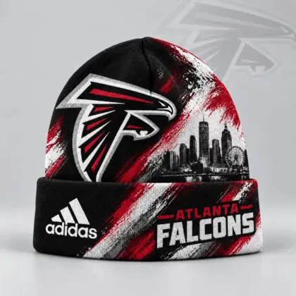 Atlanta Falcons | Premium NFL Urban Skyline Distressed Brushstroke Knit Cuffed Beanie Hat NDN