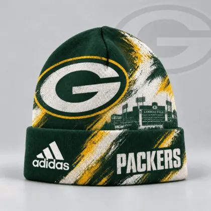 Green Bay Packers | Premium NFL Urban Skyline Distressed Brushstroke Knit Cuffed Beanie Hat NDN